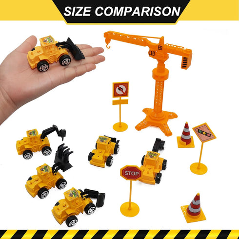 Vitalili 18 Set Construction Cake Topper, PCS Construction Cake Decorations Excavator Tower Crane Cupcake Topper