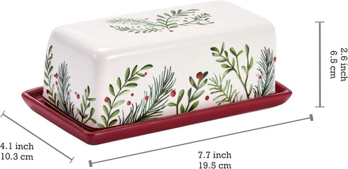 Counter, Countertop, Bico Santa On The Way Ceramic Butter Dish with Lid, Wide Butter Keeper for Kitchen Microwave