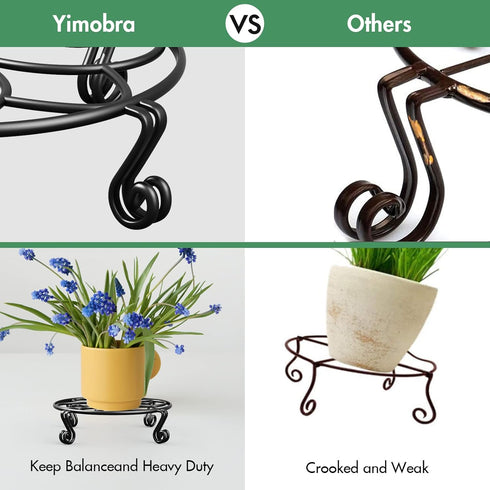 2 Pack (9.4Inches, Yimobra Plant Stand for Flower Pot Heavy Duty Potted Holder Indoor Outdoor Metal Rustproof Iron