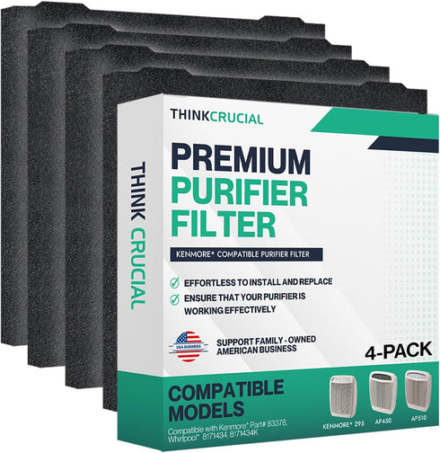 Crucial Air Replacement Carbon Filter - Compatible with Kenmore 83378, Whirlpool 8171434 (4 Pack)