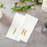 15.8 7.9 Inch 50 Luxenap X Linen-Feel Guest Towels, Lettered Hand Towels - Gold Letter 'R', Sans Serif Font, White