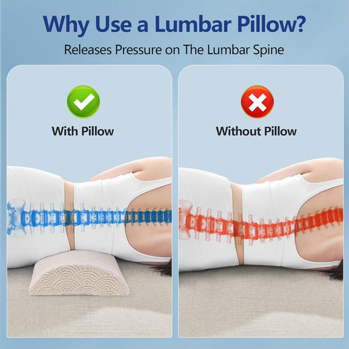 Cozyhealth 3.15"H*23.6"L - - Soft Lumbar Pillow for Sleeping, Memory Foam Back Lumbar Support Cushion for Lower Back