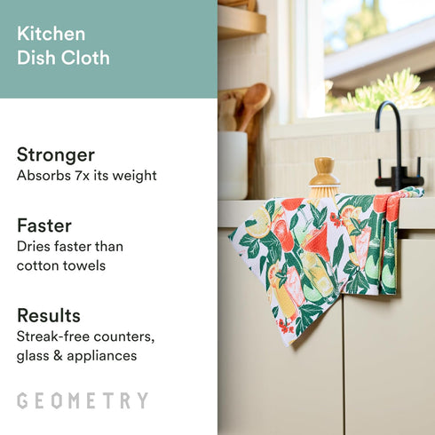 Summer Summer 3 Pack GEOMETRY Dishcloth Spring & Collection Quick-Dry, Ultra-Absorbent, Reusable Microfiber Kitchen
