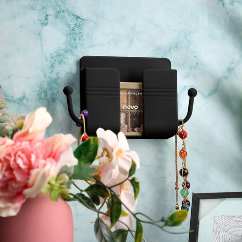 Jetec 6 Pieces Wall Mount Phone Holder, Self-Adhesive Organizer Storage Box for Bedroom