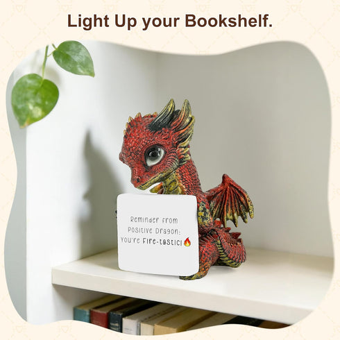 Aura Mojo Dragon Figurine - Fantasy Decor Statue with Customizable Sticker, Emotional Support Gift for Bookshelf & Desk