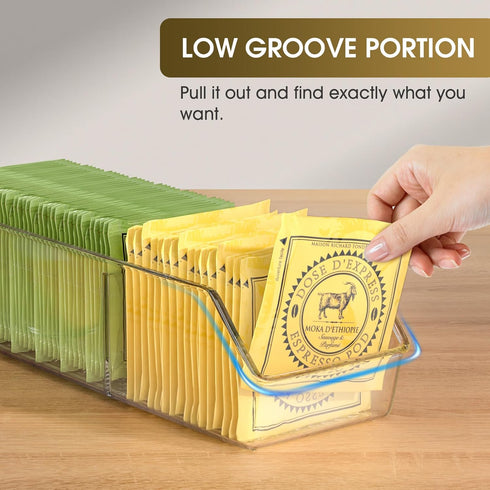 MaxGear Tea Bag Organizer, Clear Plastic Storage Holder for Pantry, Kitchen, Cabinet, Countertop, 1 Pack