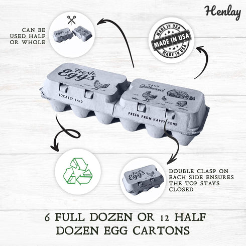 Dozen 15 Dozen 30 Dozen 6 12 Half Empty Egg Cartons- Full Can Split to Half Size Cartons- Securely Holds or Extra Large