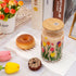 Whaline 2 Pack Spring Iced Coffee Cup, Colorful Tulip Flower Glasses with Lid, Straw, Cleaning Brush for Home Gifts