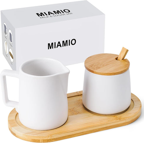 MIAMIO - Sugar and Cream Serving Set with Lid and Spoon/Ceramic Coffee