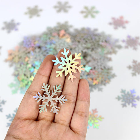 Vofrise 200PC Iridescent Snowflakes Confetti for Winter Wonderland Party Decorations Snowflake Table Scatter