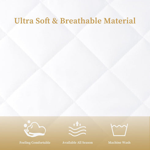 21'', Quilted Fitted King Mattress Pad Cover, Waterproof Mattress Protector, Deep Pocket Elastic Fits Up to Breathable