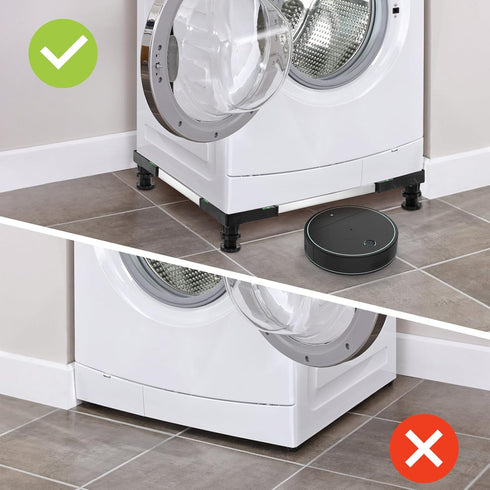 Hacaroa Mini Fridge Stand with 4 Strong Feet, Adjustable Universal Washer and Dryer Pedestal, Black