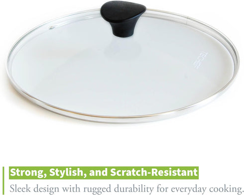 TECHEF 8 Inch Tempered Glass Lid for Frying Pans and Pots, Stainless Steel Rim, Oven & Dishwasher Safe