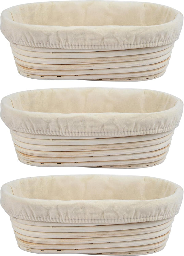 BACCZZY 3Pcs Banneton Bread Proofing Basket, 10 inch Oval Banneton Basket,Sourdough Proofing Basket,Bread