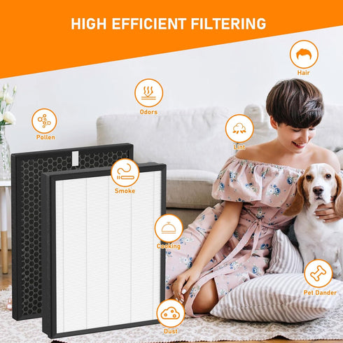 AP-B102 True HEPA Replacement Filter Set, Compatible with Alexapure Breeze AP-B102, 3-IN-1 Air Filter for Home