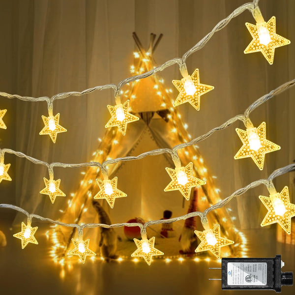 120 LED 40FT Star String Lights, Indoor Outdoor Christmas Twinkle Light with Timer & Memory