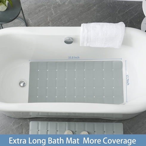 35.8 17.7) Webos Foldable Silicone Bathtub Mat: Jumbo Size Heavy Duty Safety Bath Mat for Tub Without Suction Cups Non