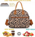 FlowFly Insulated Lunch Bag with Shoulder Strap, Large Reusable Tote for Work, School, Travel, Meal Prep, Leopard