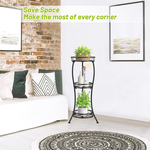 3 33 Inch KMOTASUO Tier Tall Metal Plant Stand, Plant Stands Indoor Outdoor, Rustproof Iron Flower Pot Holder Display
