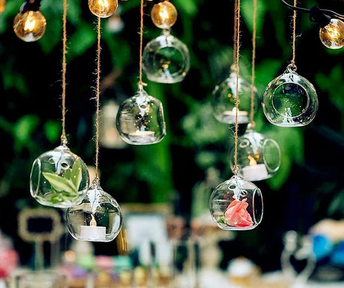 12 Pcs 3.15"/8cm Hanging Candle Holder Glass Globes for Candles, Air Plant Holders, Home Wedding Decoration