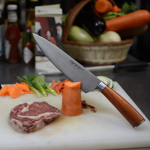 TONIFE 8-Inch Chef Knife with 7Cr17MoV High Carbon Stainless Steel and Natural Rosewood Handle