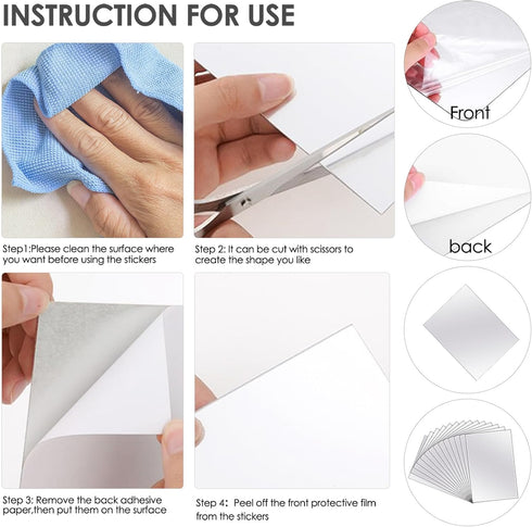 BBTO 20 Pcs Mirror Sheets, 8''x 10'' Self Adhesive Non-Glass Cut to Size Mirror Stickers for DIY Craft