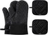 Set of 4 Black Oven Mitts and Pot Holders, 482 F Heat Resistant Non-Slip Gloves for BBQ, Grill, Baking, Cooking, Oven,