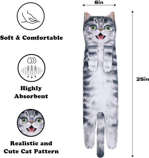 Funny Hand Towels for Bathroom Kitchen - Cute Decorative Cat Decor Hanging Washcloths Face Towels Super Absorbent Soft