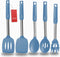 Silicone Spatula and Cooking Spoon Set - 5 Pack with Solid & Slotted Spoons, Heat Resistant, Starry Blue