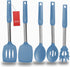 Silicone Spatula and Cooking Spoon Set - 5 Pack with Solid & Slotted Spoons, Heat Resistant, Starry Blue