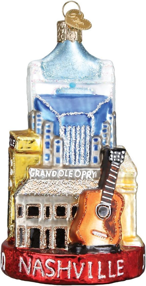 Old World Christmas Cities, Places and Landmarks Glass Blown Ornaments for Christmas Tree, Nashville
