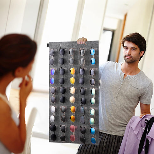 Sunglasses Organizer Storage, Hanging Eyeglasses Wall Pocket Mounted, 25 Slots