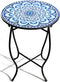 Aonagi Round Side Table, Indoor Outdoor Small Side Table, Weather Resistant Black Metal