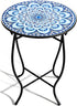 Aonagi Round Side Table, Indoor Outdoor Small Side Table, Weather Resistant Black Metal