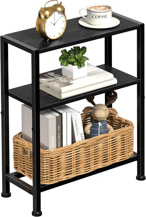 Narrow Side Table for Small Space, 2-Tier Small End Table with Shelf
