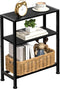 Narrow Side Table for Small Space, 2-Tier Small End Table with Shelf