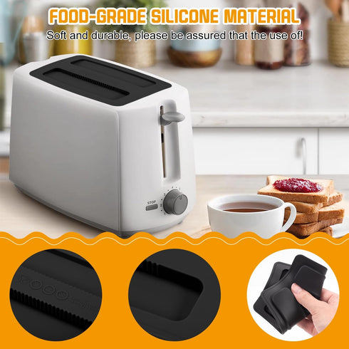 Toaster Cover 2 Slice, 2 Pack Silicone Toaster Covers, Washable Machine Cover for Kitchen Appliances (Black)