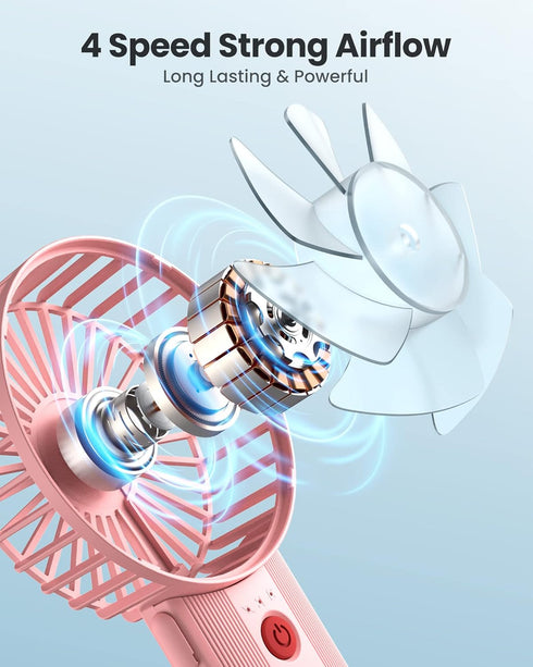 Mini Portable Folding Handheld Fans, USB Rechargeable Personal Fan, 4-speed 3-in-1 Silent Fan for Summer Travel, Kids