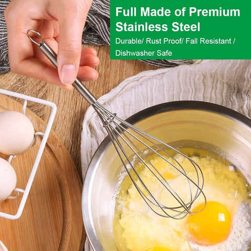 Stainless Steel Whisk Set - 8", 10", 12" Thin Handle Balloon Wire Whisks for Cooking, Baking, Mixing, Beating