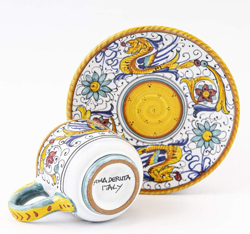 Fima ThatsArte.com Italian Ceramic Espresso Cup & Saucer, Raffaellesco, Handmade in Italy