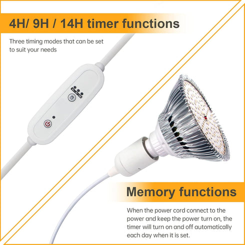 Bulbs, 25W 5000K, LED Grow Light Hanging Grow Lights for Indoor Plants, Height Adjustable Plant Light with Timer, Full
