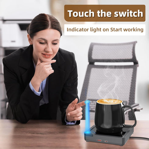 2 U1 Coffee Mug Warmer with USB Charging Ports: Auto Shut-Off Candle Wax Warmer - Heated Beverage Coffee Accessories