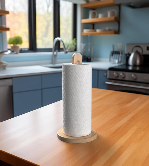 Countertop Wooden Paper Towel Holder Stand for Jumbo Roll - Stylish Kitchen Paper Rack Bathroom Towel Roll Stand