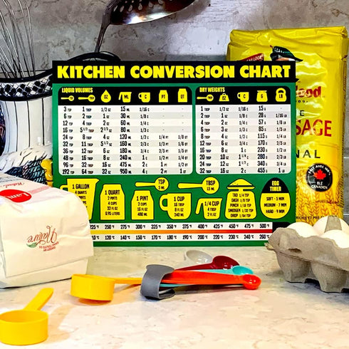 Kitchen Conversion Chart Magnet - Extra Large 11” x 8.5” Measurement Cheat Sheet for Cooking and Baking Recipes