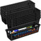 Domensi 12 Pack Black Slim Plastic Storage Baskets Tray for Organizing Small Classroom Storage, Stackable Drawer Pencil