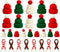 Bonviv 30 Pcs Mini Christmas Hats and Scarf Set Small Santa Hats for