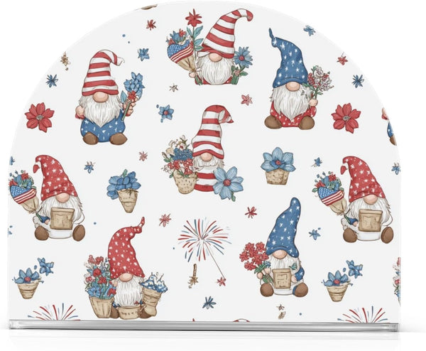 Caikeny Napkin Holder for Tables 4th Of July Gnomes Acrylic Napkins Holder Flowers