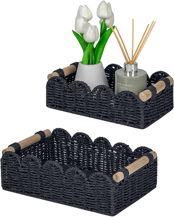 CubesLand Scalloped Edge Decor Baskets for Home, Living Room, Toilet Paper Storage