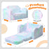 2-in-1 MeMoreCool Glowing Pastel Rainbow Kids Chair, Foldable Kids Couch and Kids Sofa for Playroom Nursery, Soft Foam