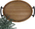 Oval Rustic Wooden Decorative Tray, Serving Tray with Metal Handles, Ottoman Coffee Table Tray, Farmhouse Centerpiece